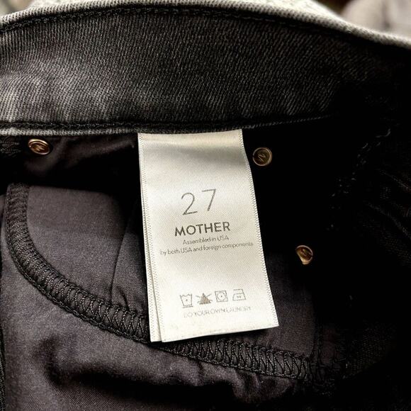 GUC Mother The Rascal Ankle Snippet Jeans 27 Dear Mr. Black Cropped Slim Raw Hem - Picture 10 of 15